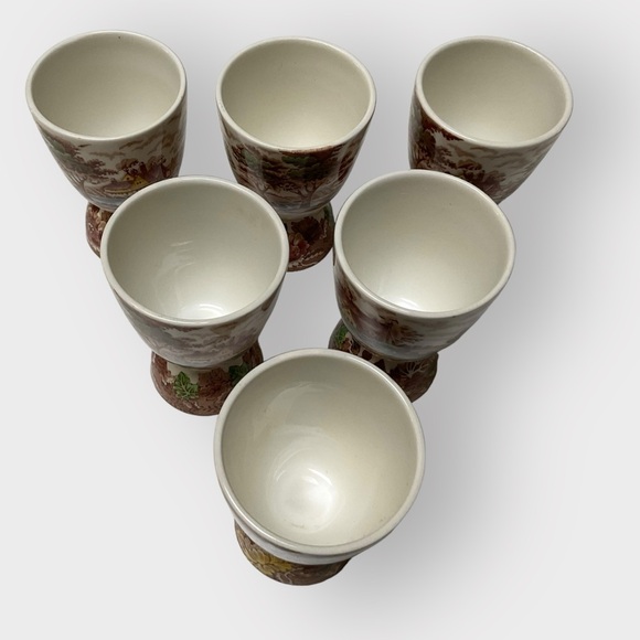 Set of 6 Johnson Brothers Double Egg Cup Transferware Vintage! - Picture 7 of 9
